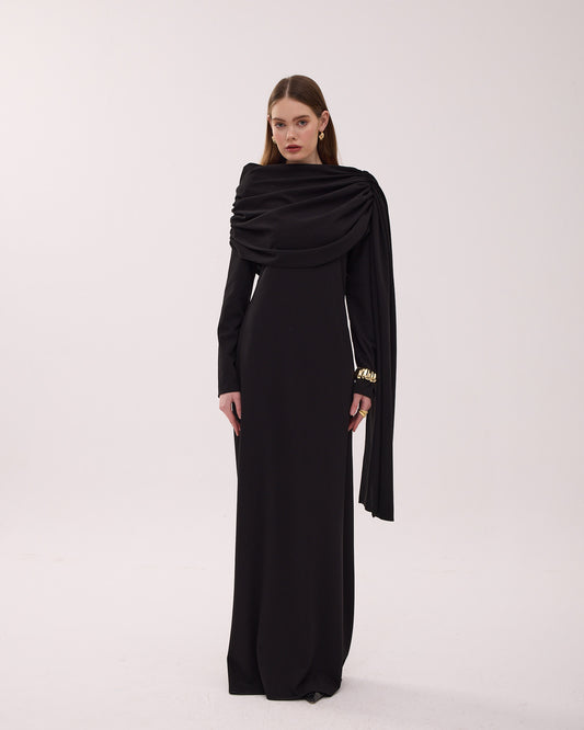 Siyah Drape Elbise