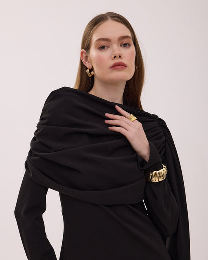 Siyah Drape Elbise