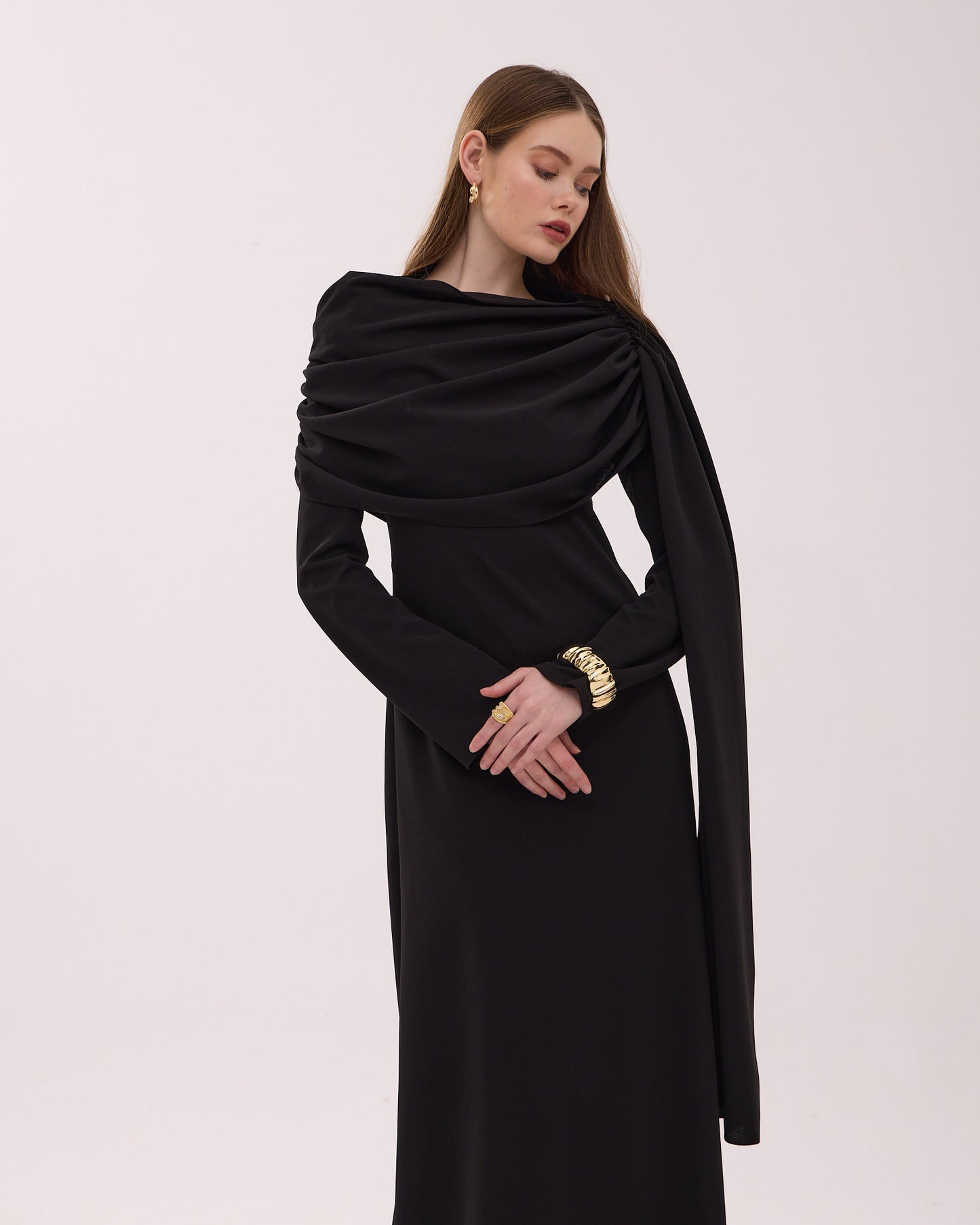 Siyah Drape Elbise